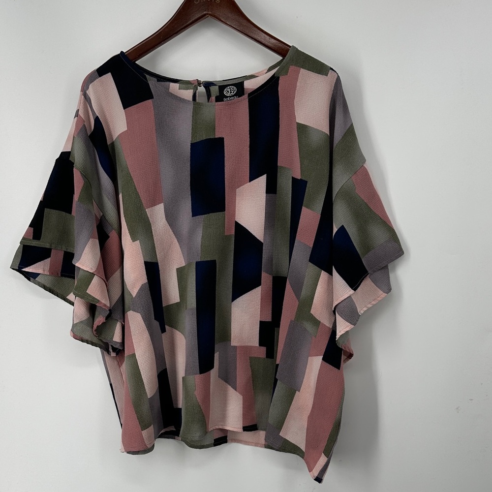 Bobeau Multicolor Abstract Blouse